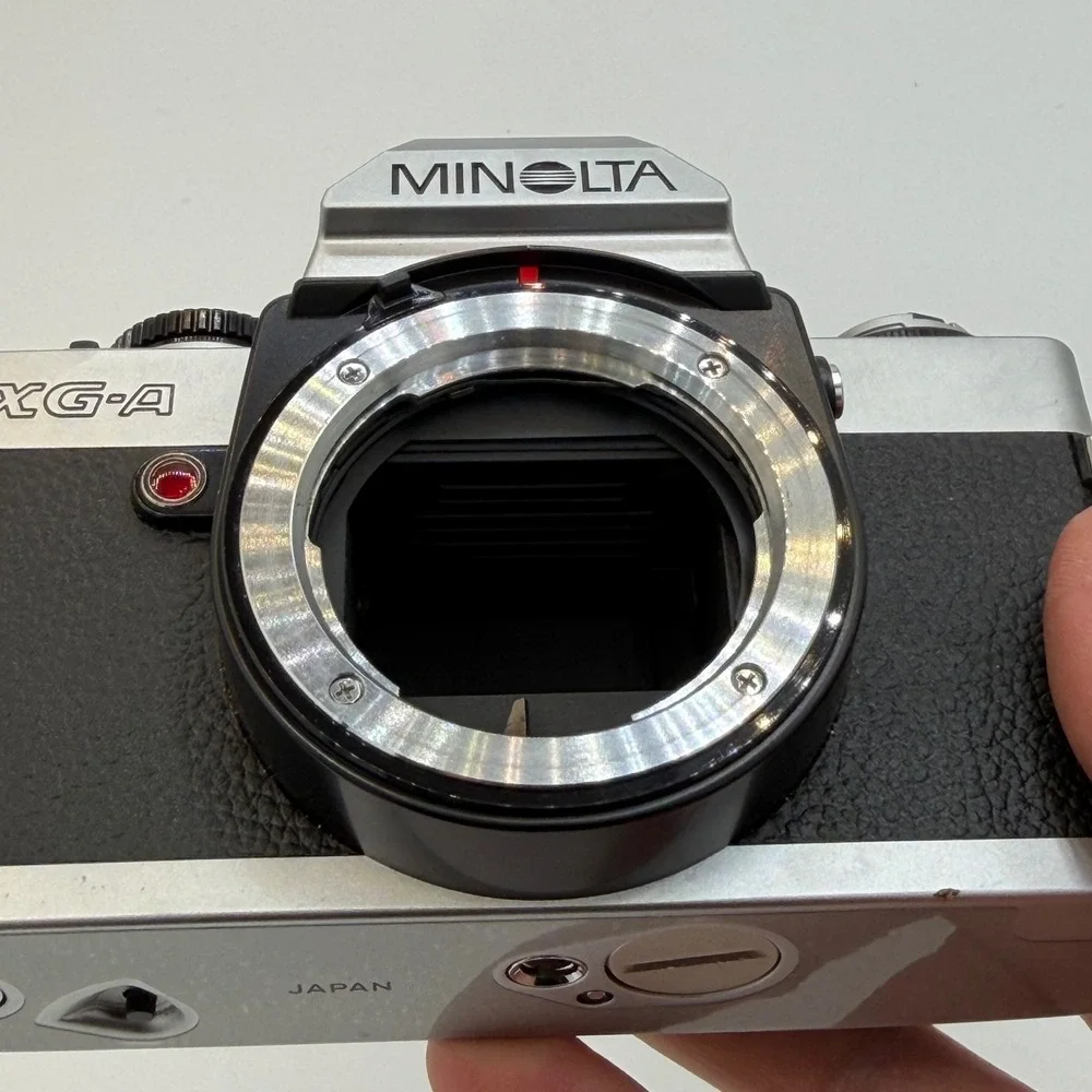 Minolta XG-A 35mm SLR Film Camera with MD 50mm 1:2 Lens Case and Manuals Parts